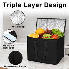 4 Pack Insulated Reusable Grocery Shopping Bags with zippered top,Food Delive…