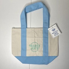 LOT Set of 2 — Trader Joe’s Canvas MINI Spring Tote Bags — Pastel Green + Blue!!