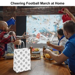 25Pcs Football Gift Bags with Handles, 3.1″x8.3″x5.9″ White Football Gift Bags