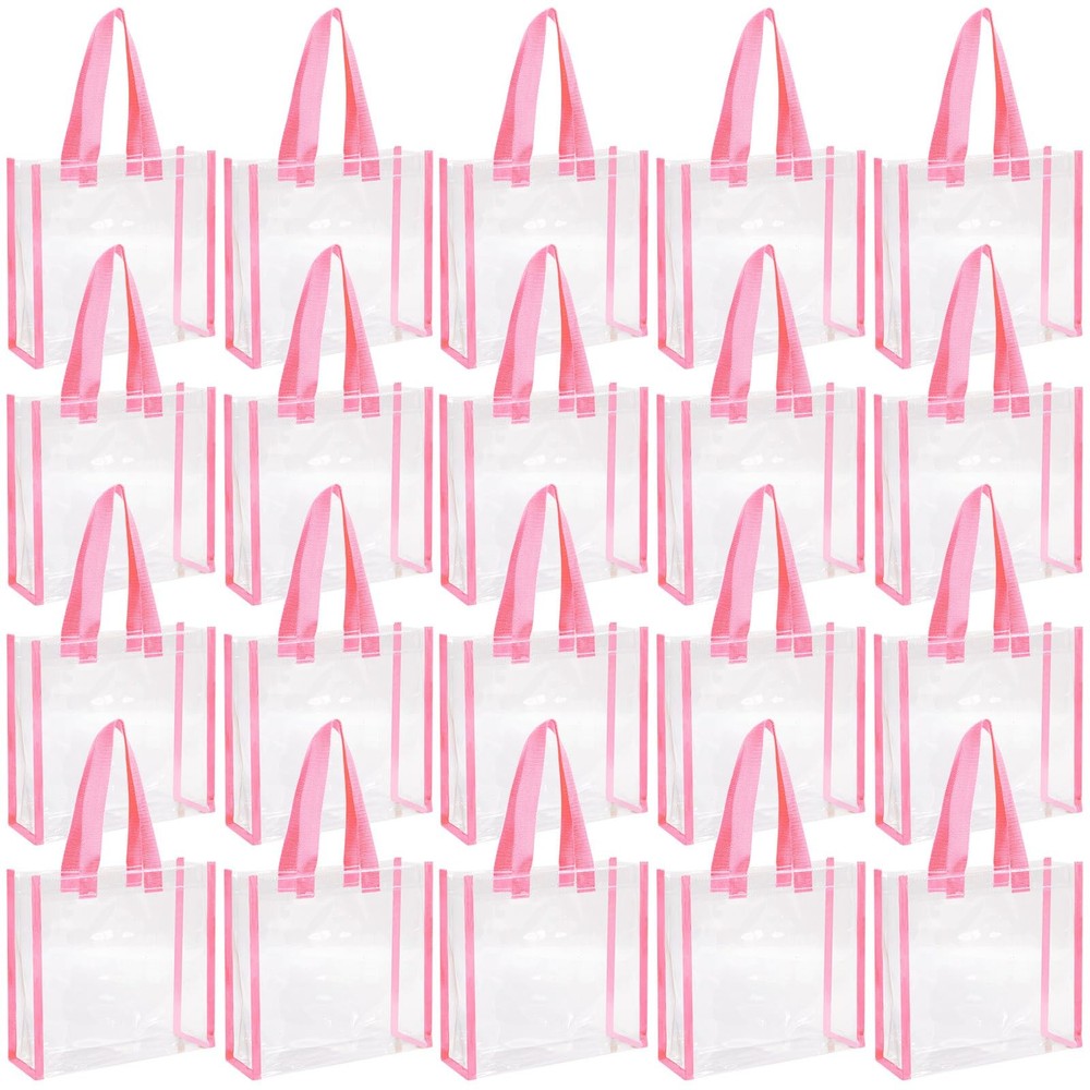 20 Pack Plastic Clear Tote Bags 10 x 10 x 4 Inch Stadium Approved Gift Bag wi…