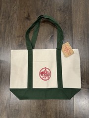 Authentic Trader Joe’s Reusable Canvas Eco Tote Bag Heavy Duty Bag Green White!!