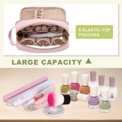 Prokva Nail Polish Organizer Case Fits 12 Bottles (15ml), Pink