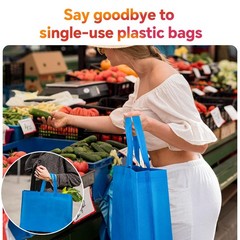 24 Pack Reusable Grocery Bags, Colorful Non-Woven Shopping Bags, Foldable Tot…