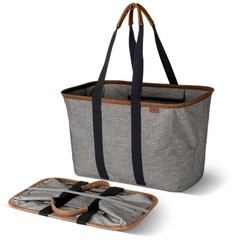 Collapsible LUXE Tote, 30L Foldable Grocery Shopping Bag with Structured Fram…