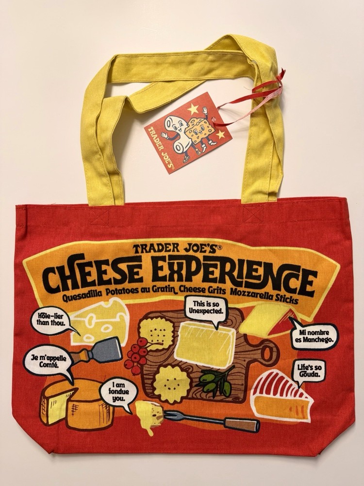Trader Joe’s New Cheese Heavy Duty Cotton Grocery Shopping Tote Bag
