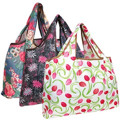 Wrapables Large Foldable Tote Nylon Reusable Grocery Bag, 3 Pack