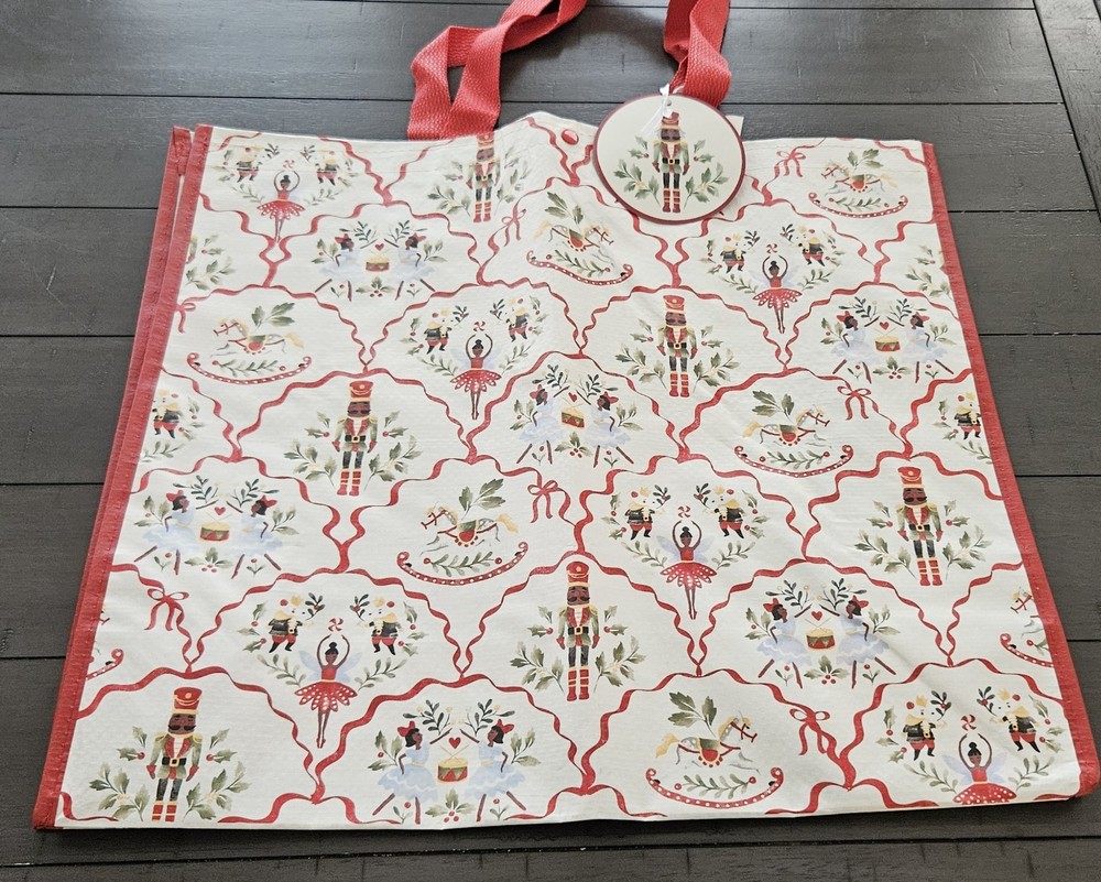 NEW XL TJ Maxx Nutcracker Toile Reusable Shopping Gift Bag