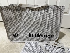 New 2 Lululemon Logo Extra Large Reusable Shopping Tote Bag Gray