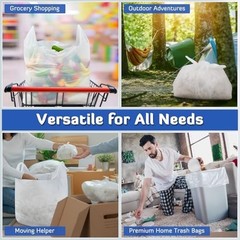 200 Pack Extra Large White Plastic Shopping Bags 40″x30″x8″ Heavy Duty Reusable