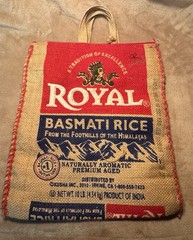 2 Royal Basmati Rice Repurposed Recycled Zipper Closure Burlap Bags Rustic Decor