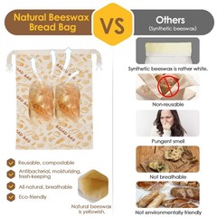 1-Pack pure cotton Reusable Beeswax Bread Bags – 10×13 Inch for 1, Off White