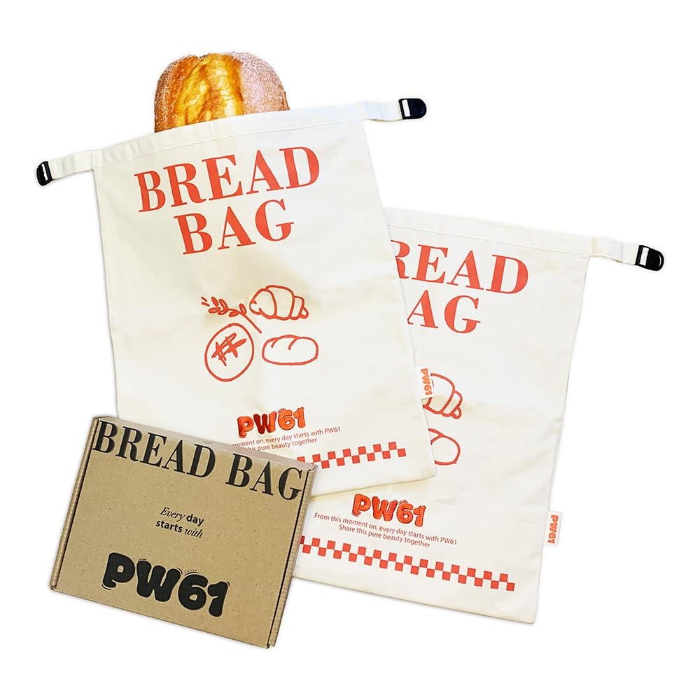PW61 2 Pack Reusable Beeswax Bread Bags for Sourdough Homemade X-Large, White