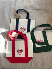 Trader Joe’s Mini Canvas Tote Bags Set of 3; Red, Green & Blue NWT