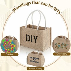 12 PCS Mini Jute Burlap Tote Bags Bulk Reusable DIY Blank 9.1×6.3×5.1 Inch New