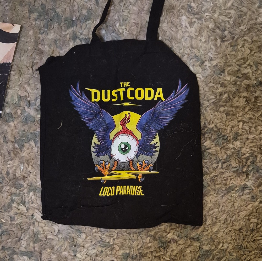 Black Canvas Large Reusable Tote Bag “The Dustcoda” “Loco Paradise” 15L