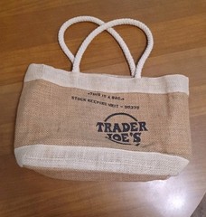 Trader Joes Burlap Tote Bag Rope Handles Reusable Shopping