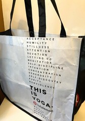 Lululemon Reusable Plastic Shopping Tote Bag Black & White Large 16″ x 6″ x 14″