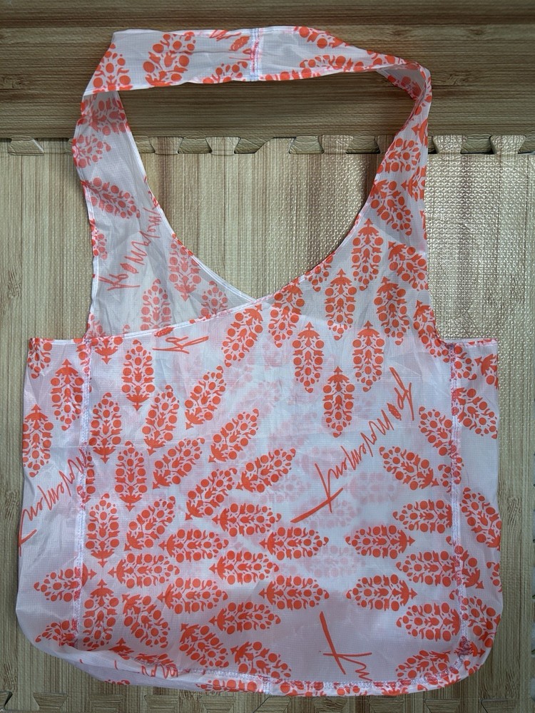 Free People FP Movement Reusable Ripstop Nylon Orange White Floral Tote Bag