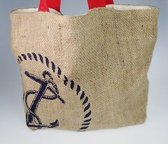 Jute Burlap Boat Tote Bag Anchor Nautical Summer Beach Royal Standard Collect