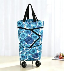 Collapsible Shopping Bag with Wheels Portable Shopping Cart with 360° Swivel …