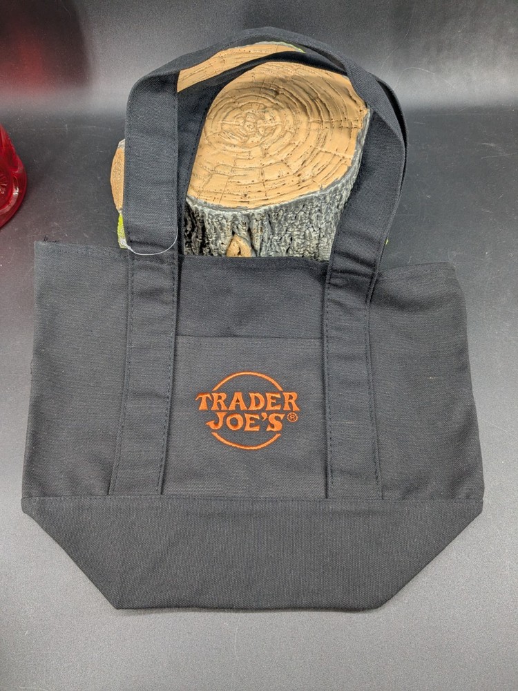 New Limited Edition Black And Orange Trader Joes Halloween Mini Canvas Tote Bag