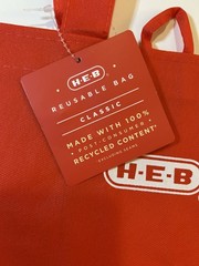 H-E-B Classic Red Reusable Shopping Bag 13.5″L × 7.5″W × 15.5″H
