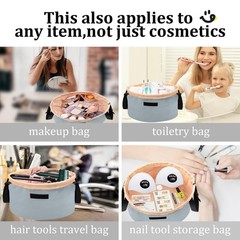Barrel Drawstring Makeup Bag Large Travel Bag,Portable greyish blue