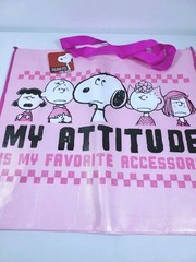 Peanuts New Snoopy & Gang My Attitude Reusable Shopping Bag Grocery Bag