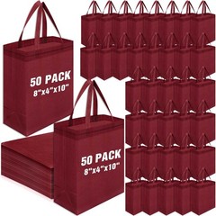 50 Pcs Reusable Tote Bag Bulk 8 x 4 x 10 Inch Non Woven Shopping Bag with Han…