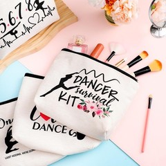 Tondiamo 4 Pcs Dance Makeup Bag Graduation Gifts Cosmetic Bags Beige
