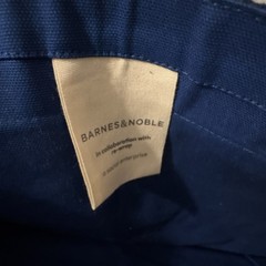 Barnes & Noble Blue Canvas Tote Reusable Shopping Bag with Inner Pockets