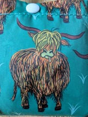 Eco Chic Lightweight Foldable Reusable Tote Shopping Bag Highland Cow Scotland