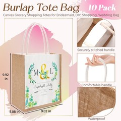 10 Pack Burlap Tote Bags Bulk Sublimation Blanks Reusable Canvas Grocery Jute…