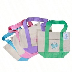 SET OF 4 Trader Joe’s Pastel Canvas Tote Bags NEW W TAGS Spring Easter HTF