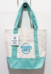 NEW Trader Joe’s Pastel Light Green Mini Canvas Tote Bag Reusable
