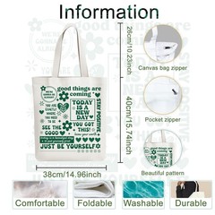 Canvas Tote Bag Positive Quotes Reusable Cotton Bag for Women, Durable Cloth …
