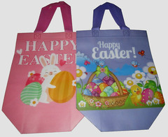 EASTER Reusable Tote Bags ~Set of 2 ~ Happy Easter ~ PURPLE/PINK~8.6″ x 9″ x 4.3