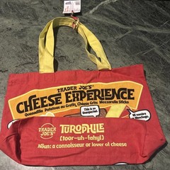 Trader Joe’s Cheese Experience NEW Tote Bag Red 100 Cotton Strong Shop Groceries
