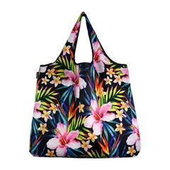 JUMBO Size, Pink Hibiscus Reusable Tote Bags, Heavy Duty, Zipper Pocket, Fold…