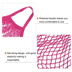 Cotton Mesh Bag, 15×13.8″ Mesh Net String Grocery Bag Rose Red