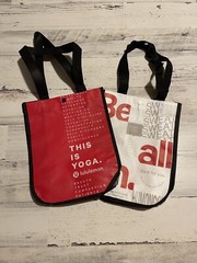 FREE SHIP Lululemon Be All In 12”x9” Tote Bag Red White Yoga Gym Shopping 2 BAGS
