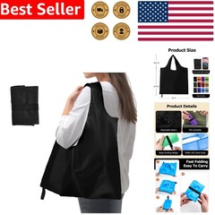 Durable Reusable Shopping Tote Bag, Foldable Polyester Grocery Carrier Washable