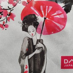 Sakura Geisha Reusable Grocery Shopping Tote Bag Black Handle Straps Daiso Japan