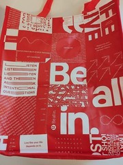 Red White Lululemon Reusable Shopping Tote Bag Be All In Yoga