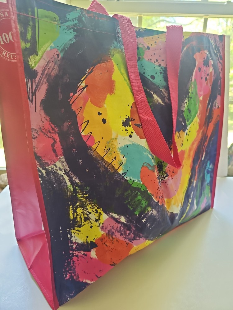 TJ Maxx Reusable Shopping Tote Bag Size Large 7×17.5×19″ Abstract Heart Multicol