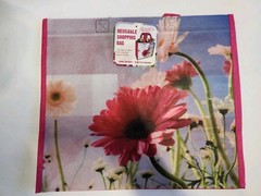 PlanetE Eco Reusable Grocery Bag 4 Bottle Wine Carrier Floral Print Large