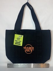 VIRAL Trader Joe’s Black Canvas Mini Tote Shopper School Lunch Bag Limited NWT