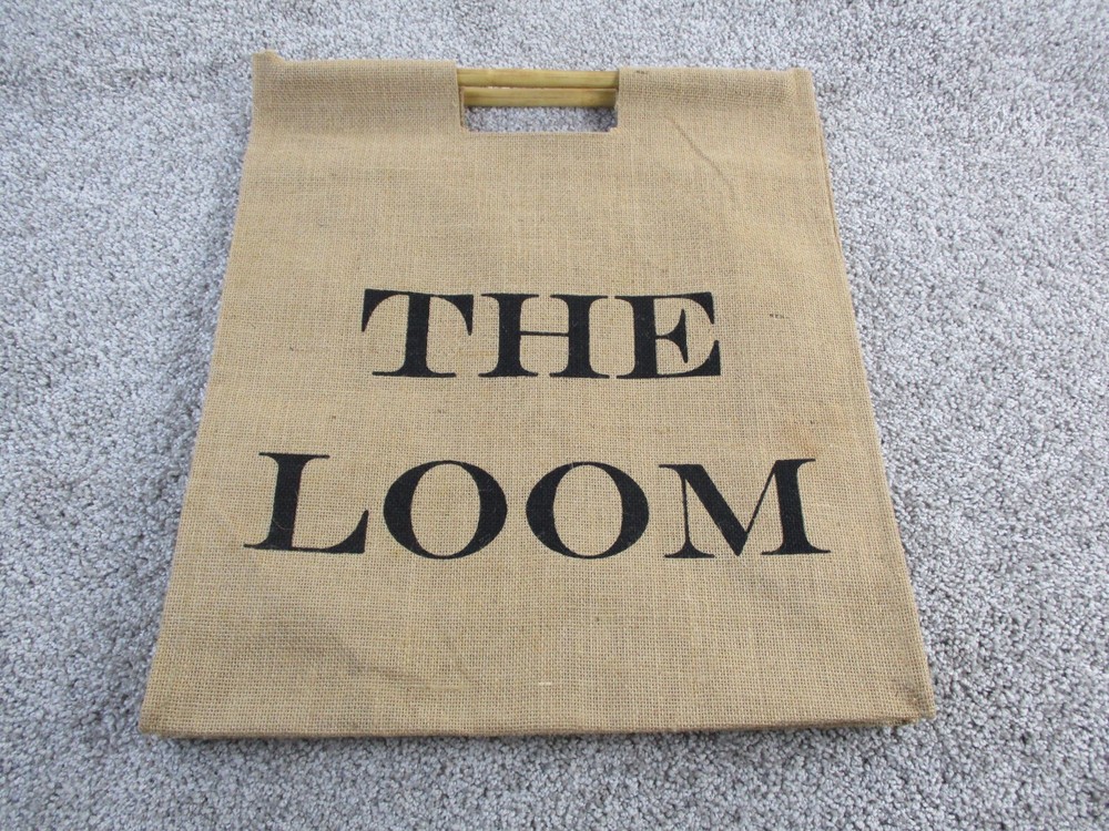 The Loom Reusable Tote Burlap Wood Handles Large Shop Sustainable Beige EUC