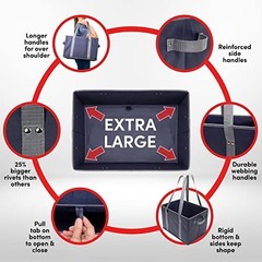 Reusable Grocery Bags 4 Pack Heavy Duty Large Tote Stands Open Foldable Box