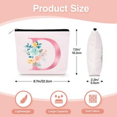 Lingdeer Personalized Makeup Bag with Initial Keychain, Custom D
